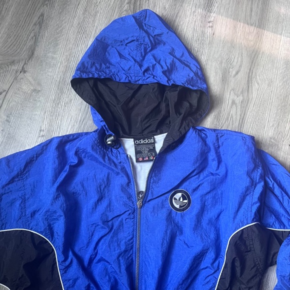 Rare Vintage 80s‎ Adidas Jacket Windbreaker Running Three Stripe Blue Adult XL - Picture 3 of 9